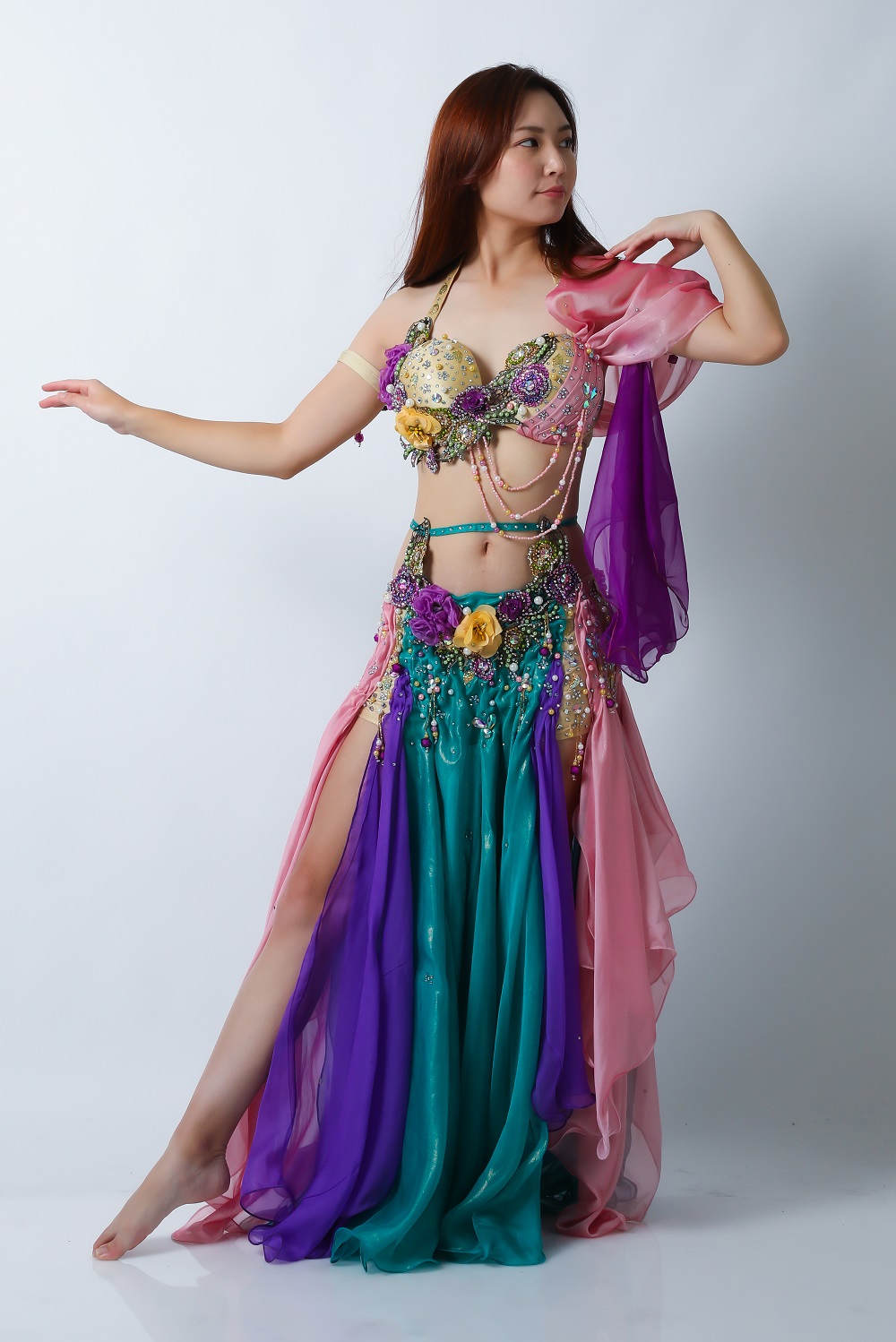 エジプト製 ベリーダンス☆衣装 キラキラお花モチーフ belly dance ic