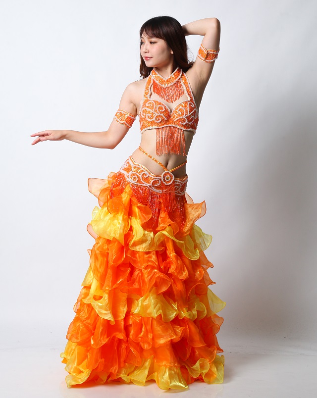 ベリーダンス衣装オレンジ - ダンス
